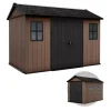 New Casetta da giardino "newton+ 7511/1175" in resina marrone doppia opzione montaggio 350x230x246 cm Casette Da Giardino