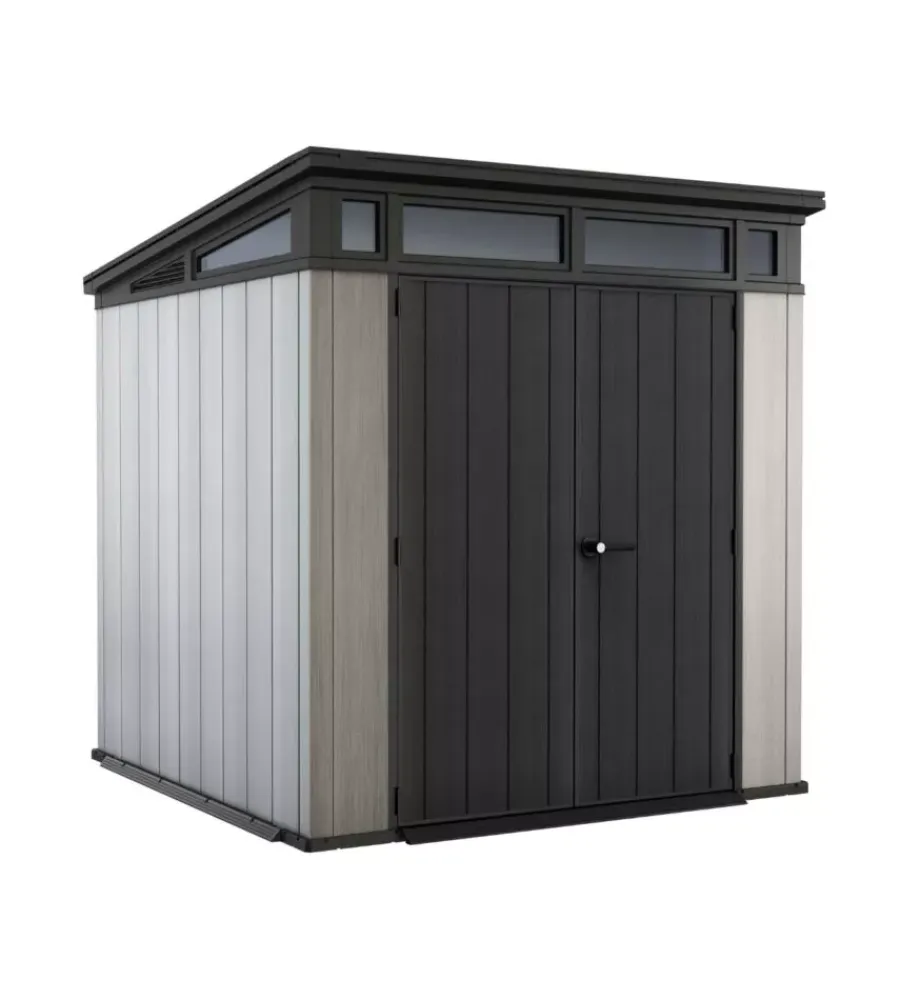 Discount Casetta da giardino "artisan 7x7" in duotech colore grigio con porta battente doppia 214x218x226 cm Casette Da Giardino