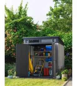 Discount Casetta da giardino "artisan 7x7" in duotech colore grigio con porta battente doppia 214x218x226 cm Casette Da Giardino