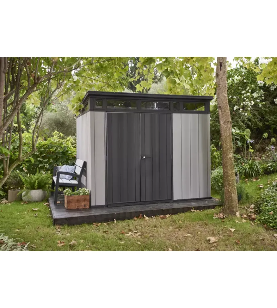 Discount Casetta da giardino "artisan 7x7" in duotech colore grigio con porta battente doppia 214x218x226 cm Casette Da Giardino