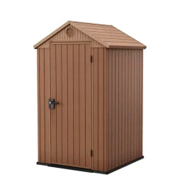 Keter Casette Da Giardino|Casetta da giardino "darwin 4x4" in evotech+ colore marrone con porta battente singola 123,8x117x205,1 cm
