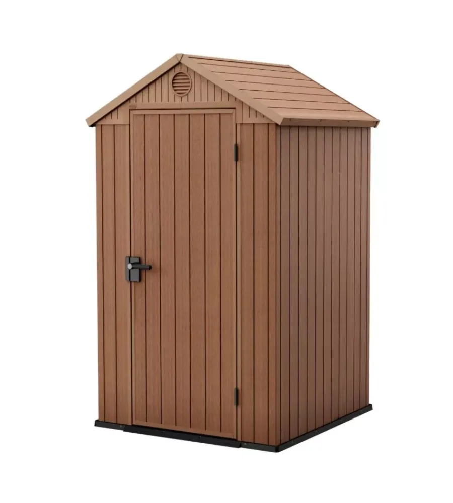 Keter Casette Da Giardino|Casetta da giardino "darwin 4x4" in evotech+ colore marrone con porta battente singola 123,8x117x205,1 cm
