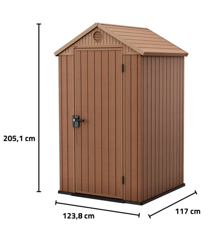 Keter Casette Da Giardino|Casetta da giardino "darwin 4x4" in evotech+ colore marrone con porta battente singola 123,8x117x205,1 cm
