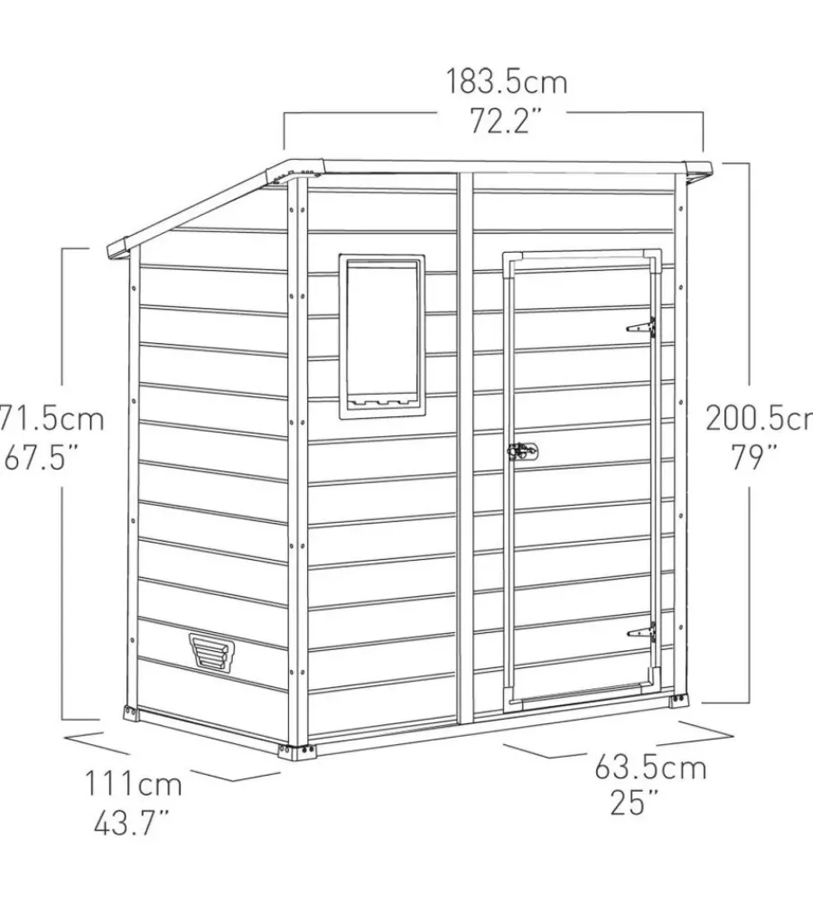 Online Casetta da giardino "manor pent 6x4" in resina colore beige con porta battente singola 183,5x111x200,5 cm Casette Da Giardino