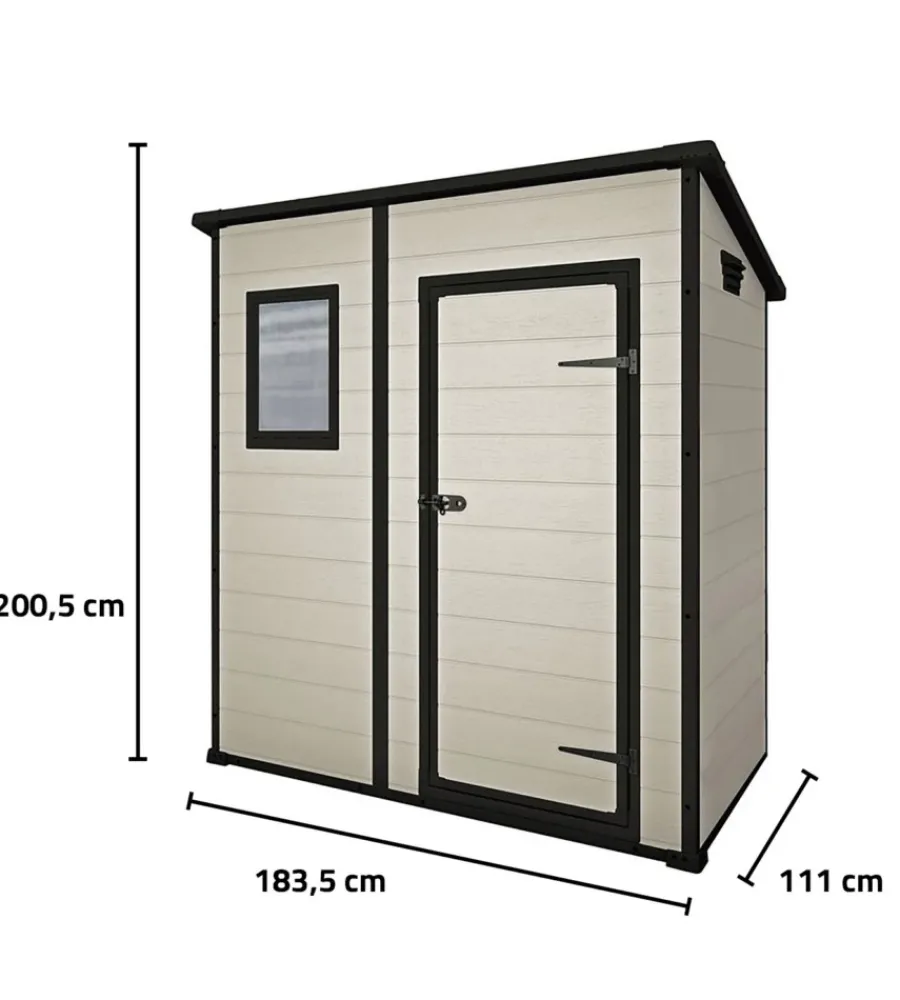 Online Casetta da giardino "manor pent 6x4" in resina colore beige con porta battente singola 183,5x111x200,5 cm Casette Da Giardino