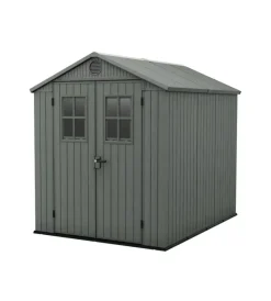 Casette Da Giardino-Keter Casetta da giardino "darwin 6x8" in evotech+ colore verde con porta battente doppia 190x244x221 cm