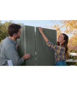 Casette Da Giardino-Keter Casetta da giardino "darwin 6x8" in evotech+ colore verde con porta battente doppia 190x244x221 cm