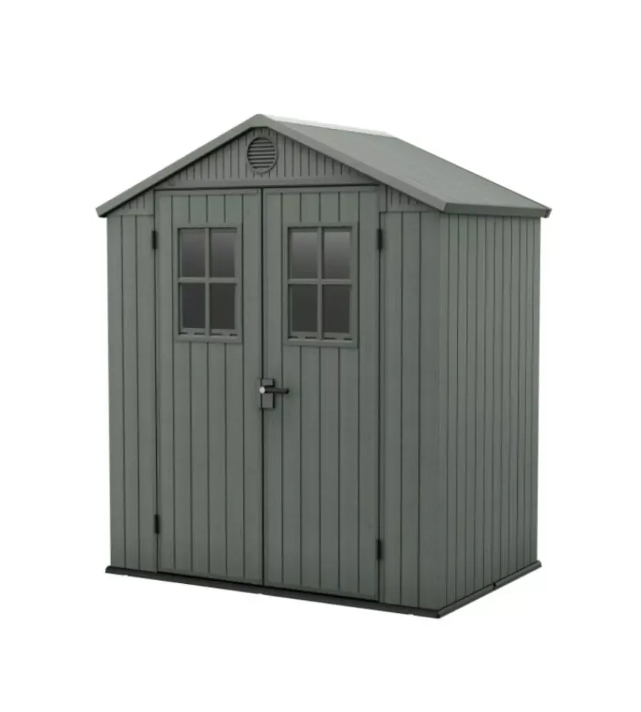Casette Da Giardino-Keter Casetta da giardino "darwin 6x4" in evotech+ colore verde con porta battente doppia 190x122x221 cm