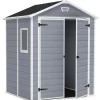 Keter Casette Da Giardino|Casetta da giardino "manor 6x5" in resina colore grigio con porta battente doppia 185x152x226 cm