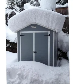 Keter Casette Da Giardino|Casetta da giardino "manor 6x5" in resina colore grigio con porta battente doppia 185x152x226 cm