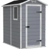 Hot Casetta da giardino "manor 4x6" in resina colore grigio con porta battente singola 130x192x198 cm Casette Da Giardino