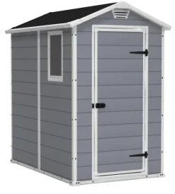 Hot Casetta da giardino "manor 4x6" in resina colore grigio con porta battente singola 130x192x198 cm Casette Da Giardino