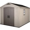 Casette Da Giardino-Keter Casetta da giardino "factor 8x11" in resina colore beige con porta battente doppia 256,4x331,5x243 cm