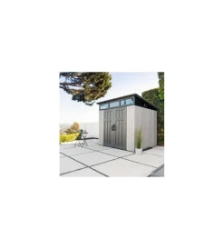 Casette Da Giardino-Lifetime Casetta da giardino in resina effetto legno grigio 2,54x2,54x2,37 cm