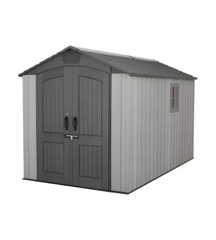 Sale Casetta da giardino "venezia 3" in resina grigio effetto legno 213x355x228 cm Casette Da Giardino