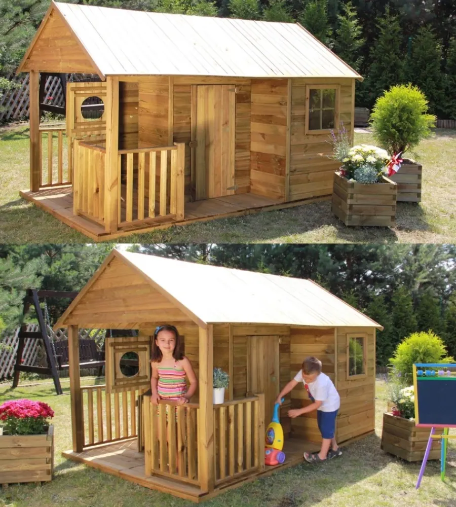 New Casetta da giardino per bambini in legno "szymon" 170x270x170 cm Casette Da Giardino