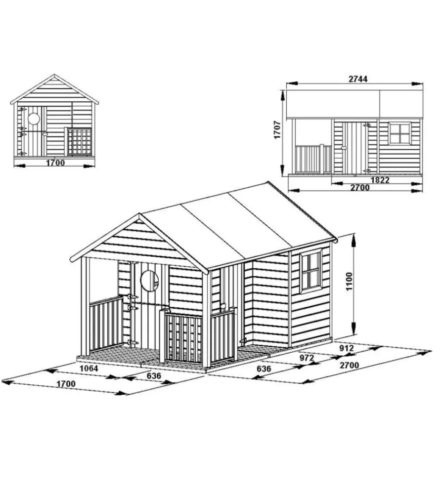 New Casetta da giardino per bambini in legno "szymon" 170x270x170 cm Casette Da Giardino