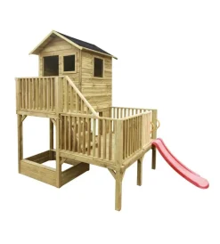 Casette Da Giardino-Domus Casetta da giardino per bambini in legno "hubert" con scivolo e sabbiera 226,5x176x272 cm