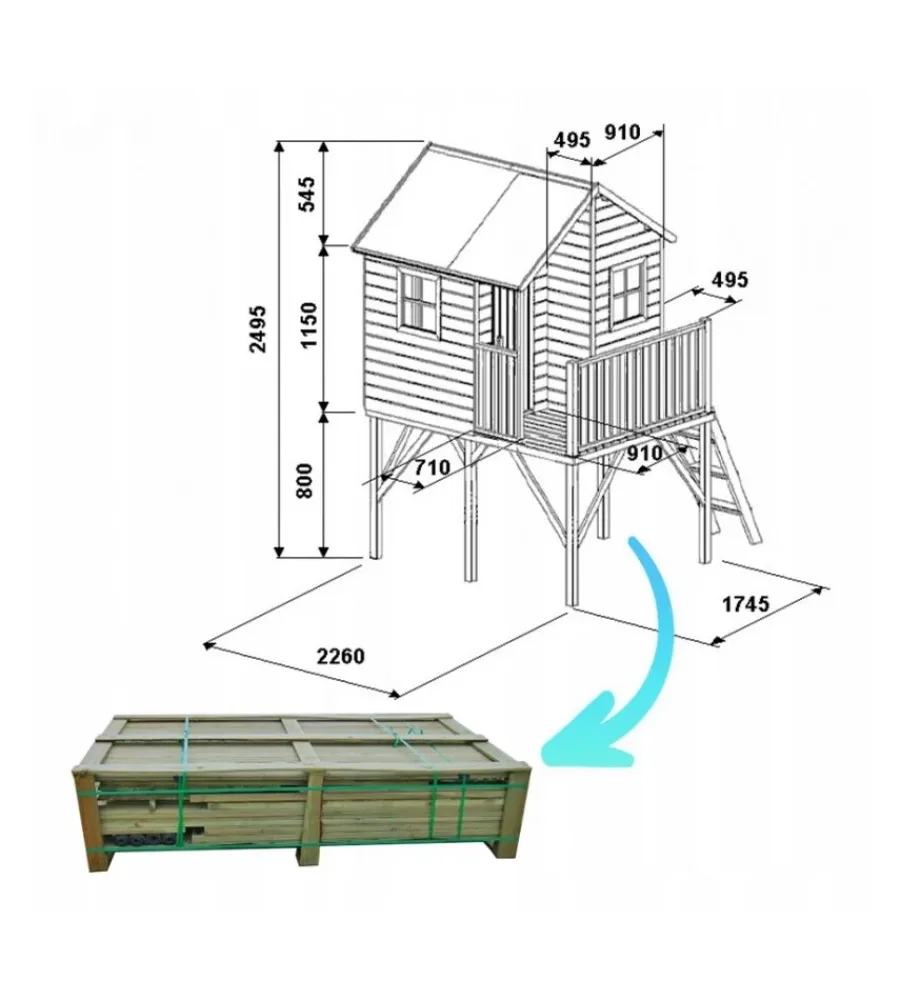 Clearance Casetta da giardino per bambini "leonardo" in legno 175x226x250,5 cm Casette Da Giardino
