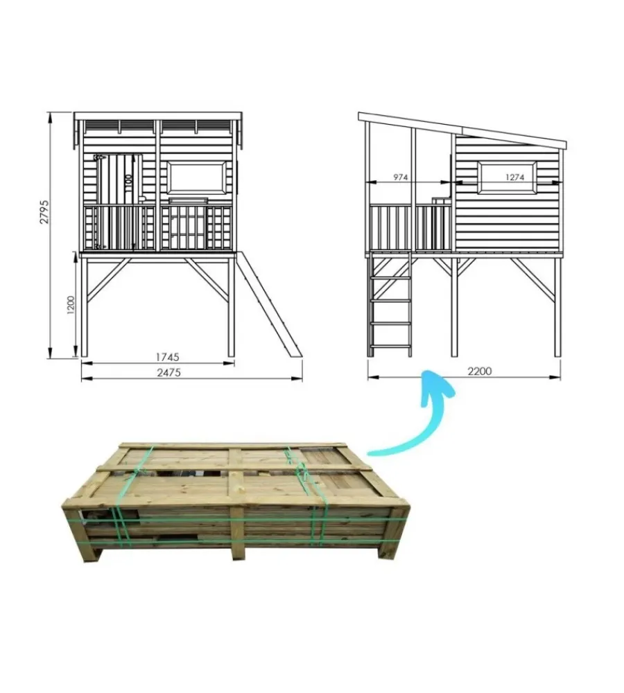 Domus Casette Da Giardino|Casetta da giardino per bambini in legno "angelo" 220x174,5x272 cm