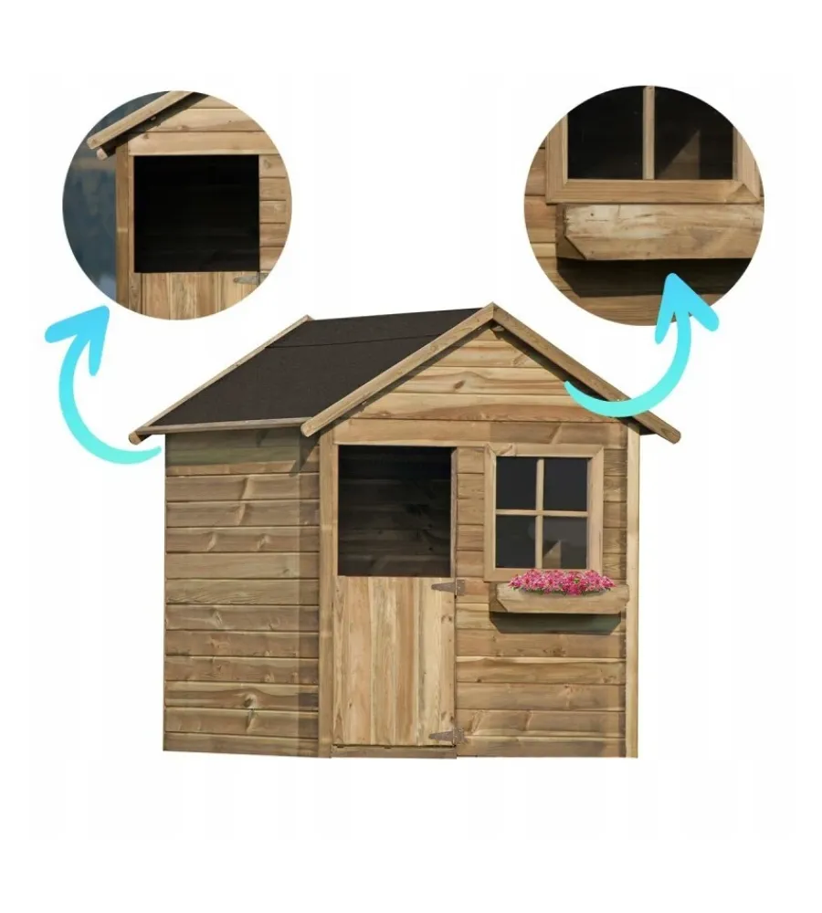 New Casetta da giardino per bambini in legno "mateusz" 126x112x158 cm Casette Da Giardino