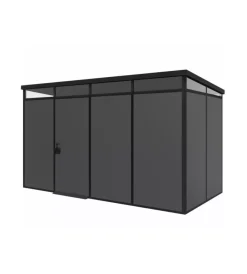 ArtPlast Casette Da Giardino|Casetta da giardino prefabbricata in pvc e alluminio "modulare" nero e grigio 4x2 mt