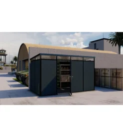 ArtPlast Casette Da Giardino|Casetta da giardino prefabbricata in pvc e alluminio "modulare" nero e grigio 4x2 mt