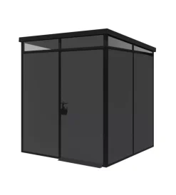 ArtPlast Casette Da Giardino|Casetta da giardino prefabbricata in pvc e alluminio "modulare" nero e grigio 2x2 mt