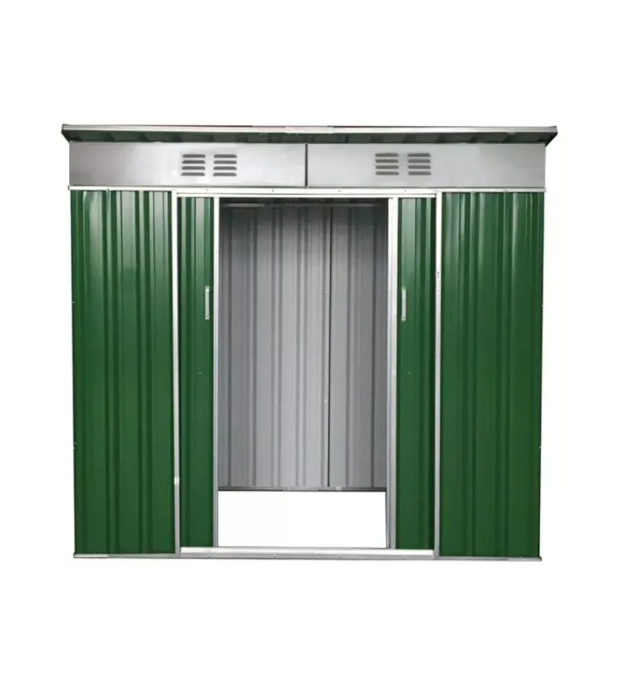 Outlet Casetta in lamiera zincata verde con tetto piato 173x145x200 cm Casette Da Giardino