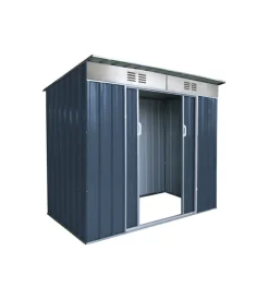 Domus Casette Da Giardino|Casetta in lamiera zincata da esterno grigio con tetto piatto 173x145x200 cm