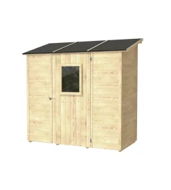 Clearance Casetta in legno addossata da giardino "vaniglia" in abete 207x102x222 cm Casette Da Giardino