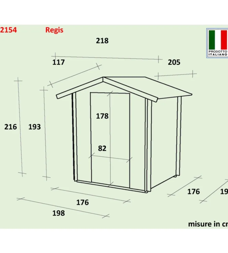 Casette Da Giardino-Alce Casetta in legno da giardino "regis" in abete 198x198x216 cm