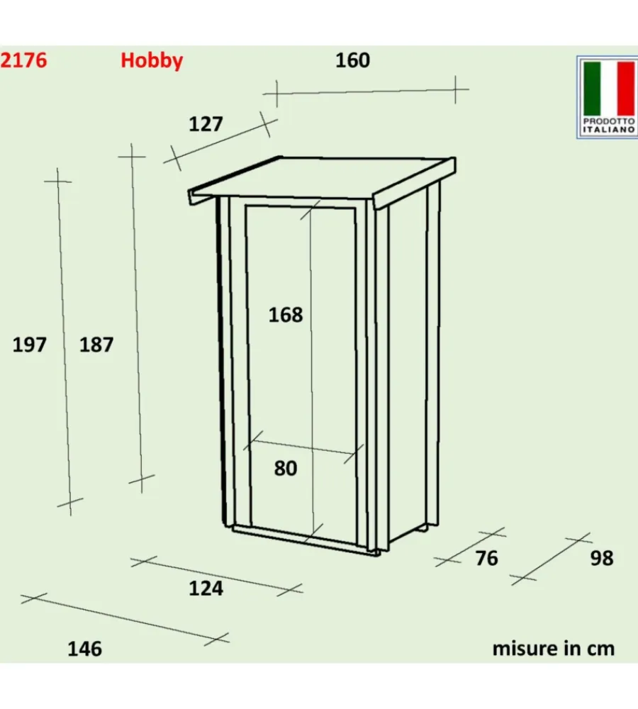Hot Casetta in legno da giardino "hobby" in abete 146x98x197 cm Casette Da Giardino