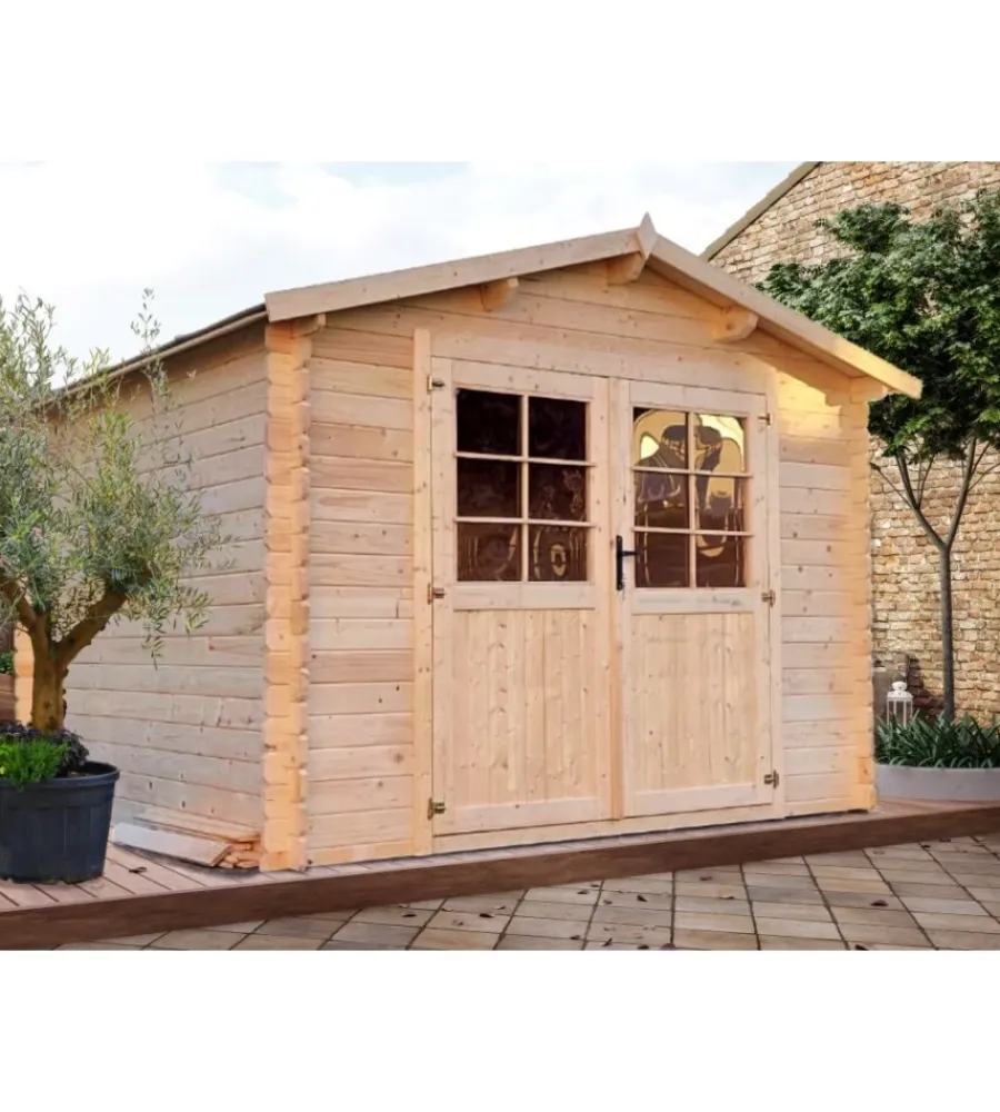 Outlet Casetta in legno da giardino "diana" in abete grezzo 300x400x226 cm Casette Da Giardino