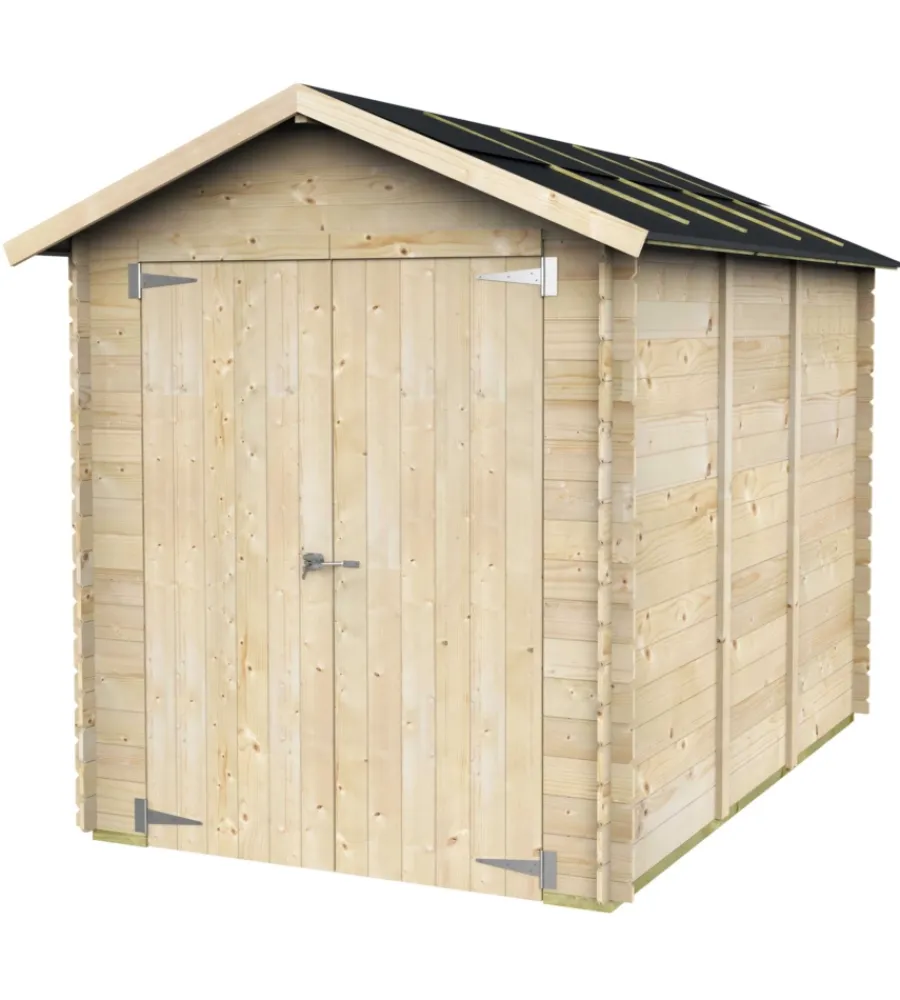 Alce Casette Da Giardino|Casetta in legno da giardino "fiamma" in abete 178x273x226 cm