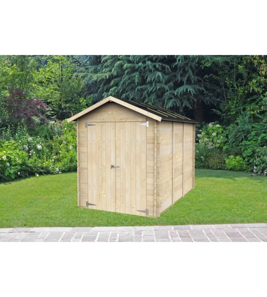 Alce Casette Da Giardino|Casetta in legno da giardino "fiamma" in abete 178x273x226 cm