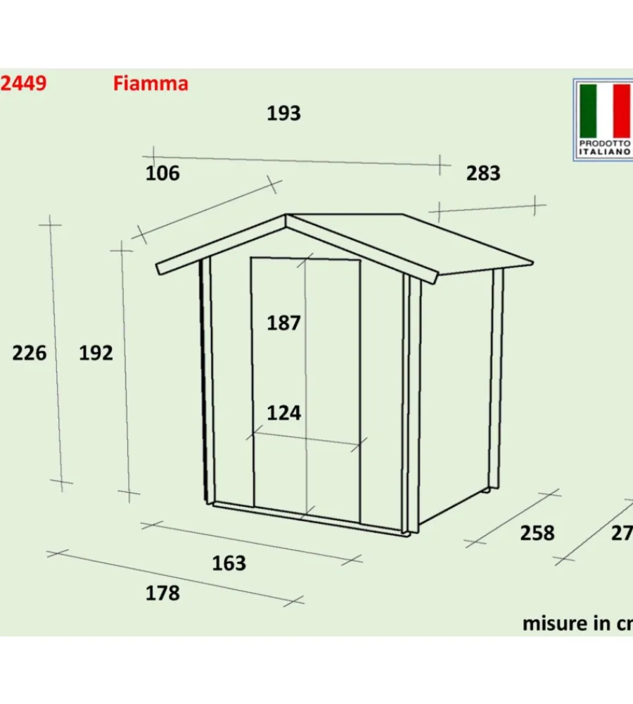 Alce Casette Da Giardino|Casetta in legno da giardino "fiamma" in abete 178x273x226 cm