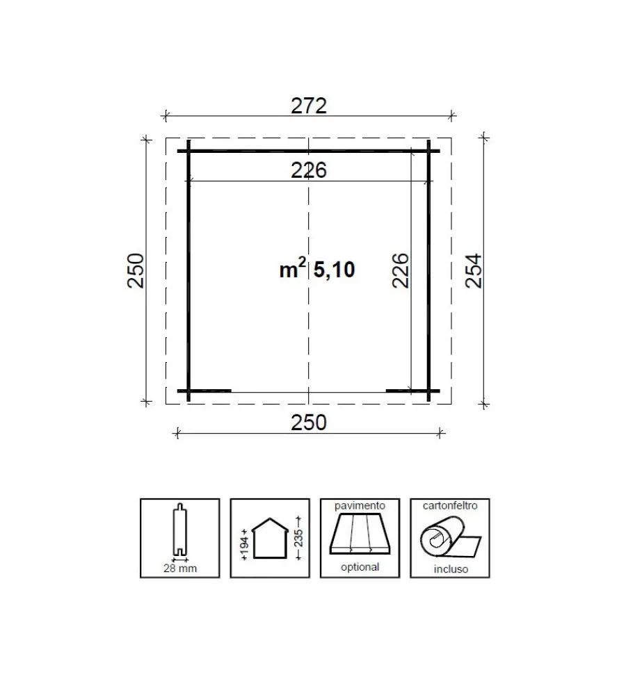 Casette Da Giardino|Casetta in legno da giardino "arisa" in abete impregnato 272x254x235 cm