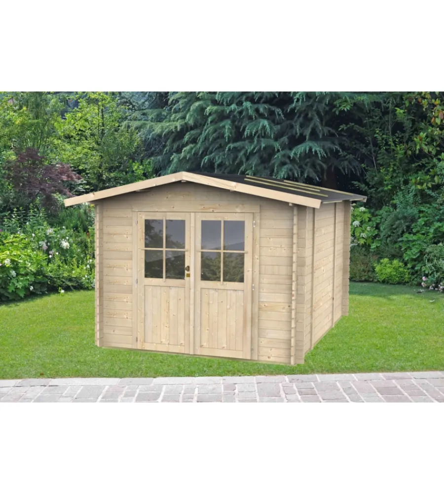 Outlet Casetta in legno da giardino "opera" in abete 296x249x219 cm Casette Da Giardino