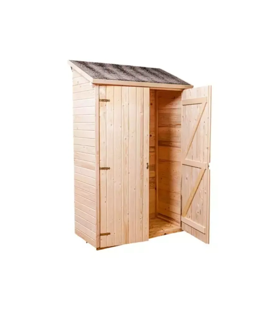 New Casetta in legno da giardino "eden" in abete rosso massiccio e 3 ripiani 132x65x206 cm Casette Da Giardino