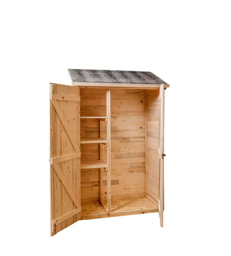 New Casetta in legno da giardino "eden" in abete rosso massiccio e 3 ripiani 132x65x206 cm Casette Da Giardino