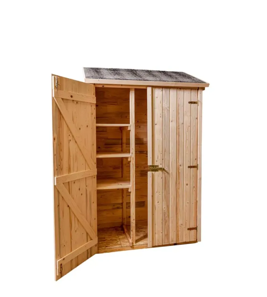New Casetta in legno da giardino "eden" in abete rosso massiccio e 3 ripiani 132x65x206 cm Casette Da Giardino