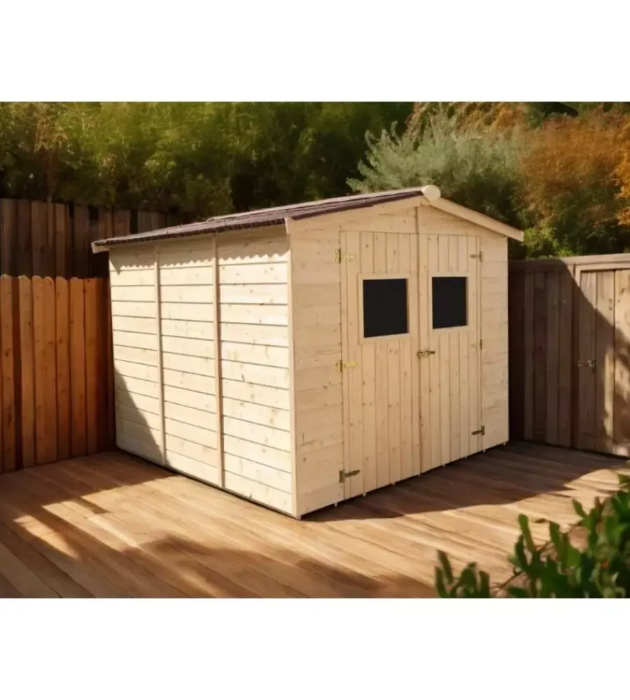 Outlet Casetta in legno da giardino "eden" in abete massello 270x267x210 cm Casette Da Giardino