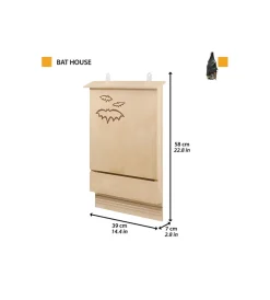 Gabbie Per Uccelli-Ferplast Casetta per pipistrelli in legno "bat house", 39x7x58 cm -