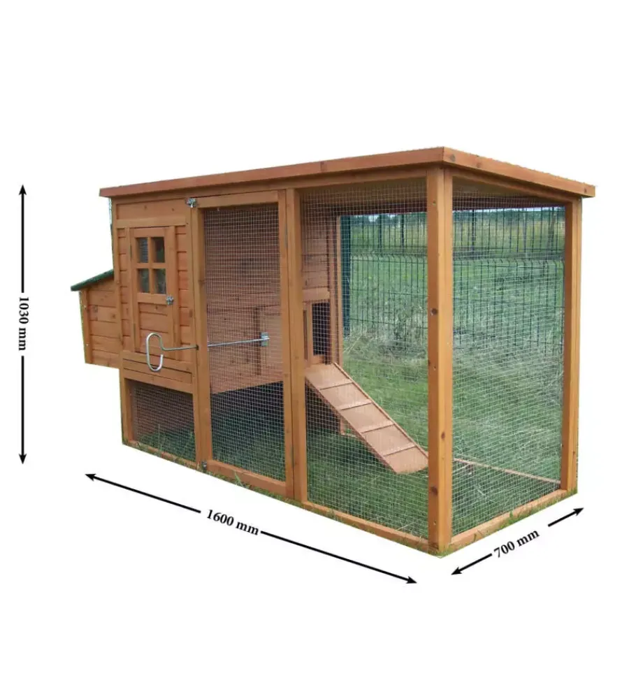 Recinzione X Animali-Habrita Casetta pollaio per galline in legno "po 2070" 198x75x103 cm
