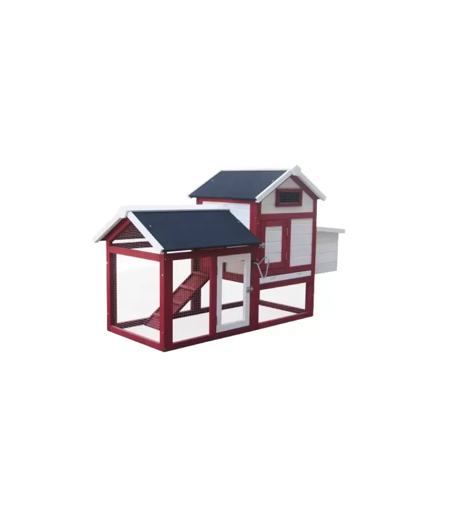 Recinzione X Animali-Habrita Casetta pollaio per galline in legno "po 1562" rosso e bianco 152x62x92 cm
