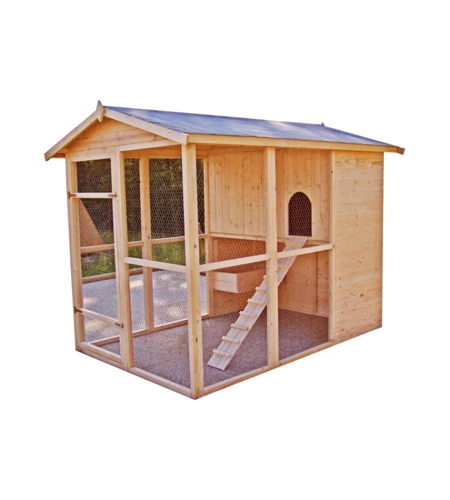 New Casetta pollaio per galline in legno "po 1624" 175x268x204 cm Recinzione X Animali