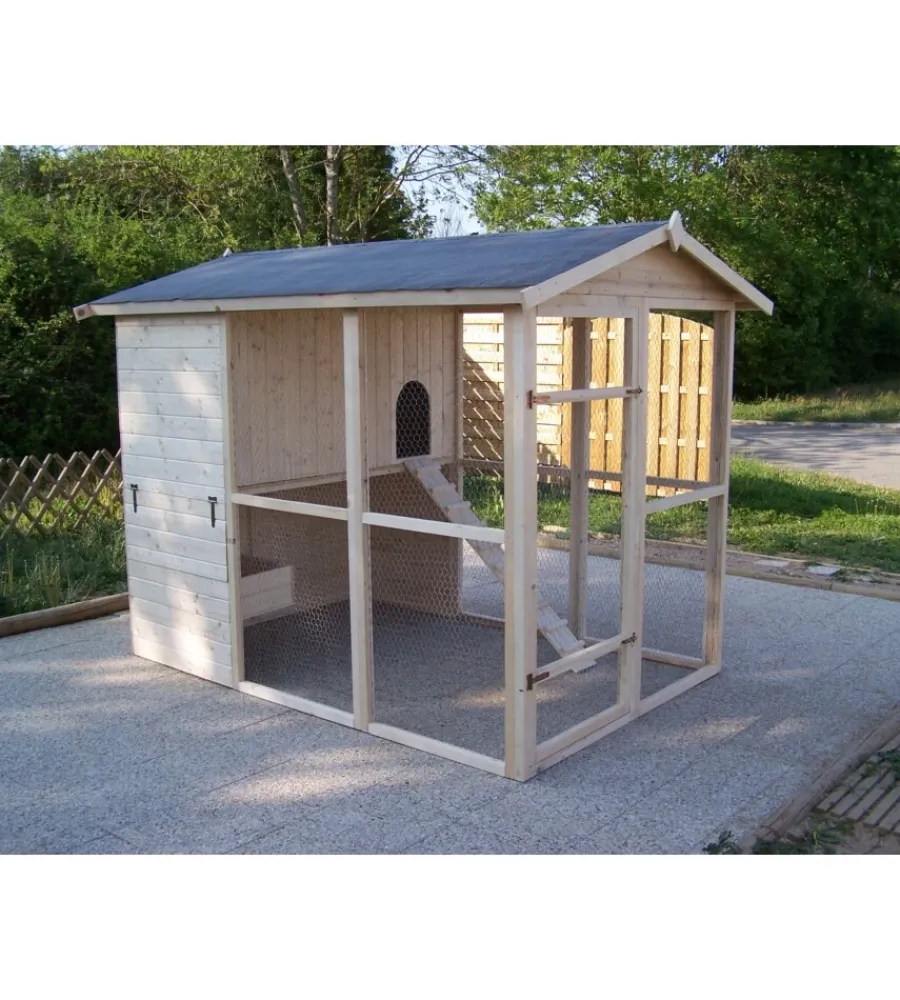 New Casetta pollaio per galline in legno "po 1624" 175x268x204 cm Recinzione X Animali