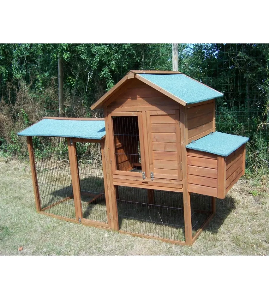 Casetta pollaio per galline "po 2309" in legno 227x94x151 cm Recinzione X Animali