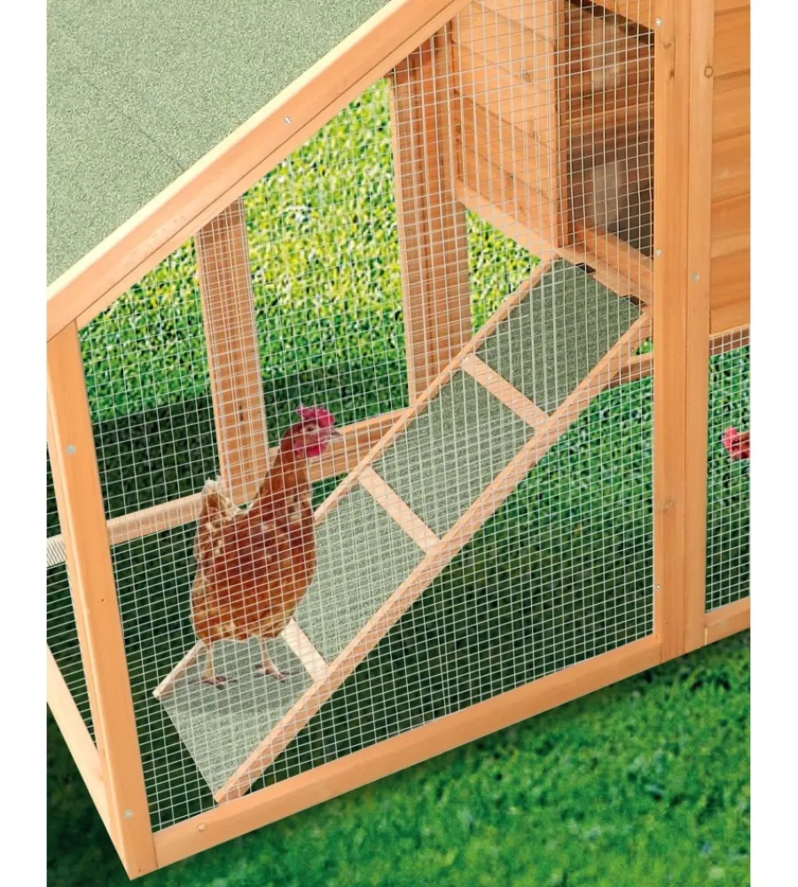 Casetta pollaio per galline "po 2309" in legno 227x94x151 cm Recinzione X Animali